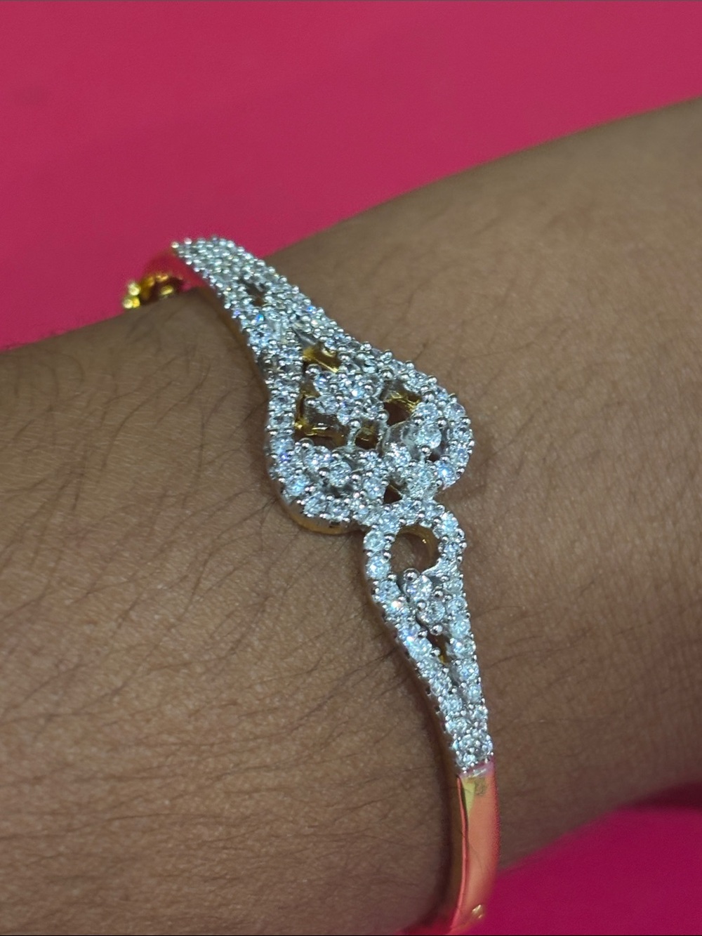 Gold and Silver Two-Tone Crystal Bracelet - Elegant Women's Jewelry
